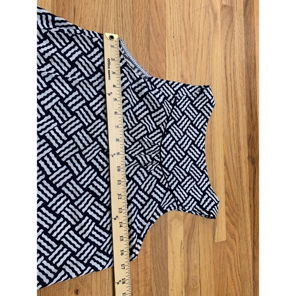 Maeve Anthropologie Navy White Geometric Button Front Tank Top Blouse Size 2 - Picture 5 of 8